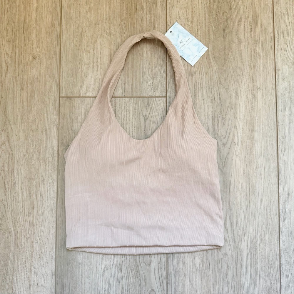 Klassy Network Nude Halter Crop Top